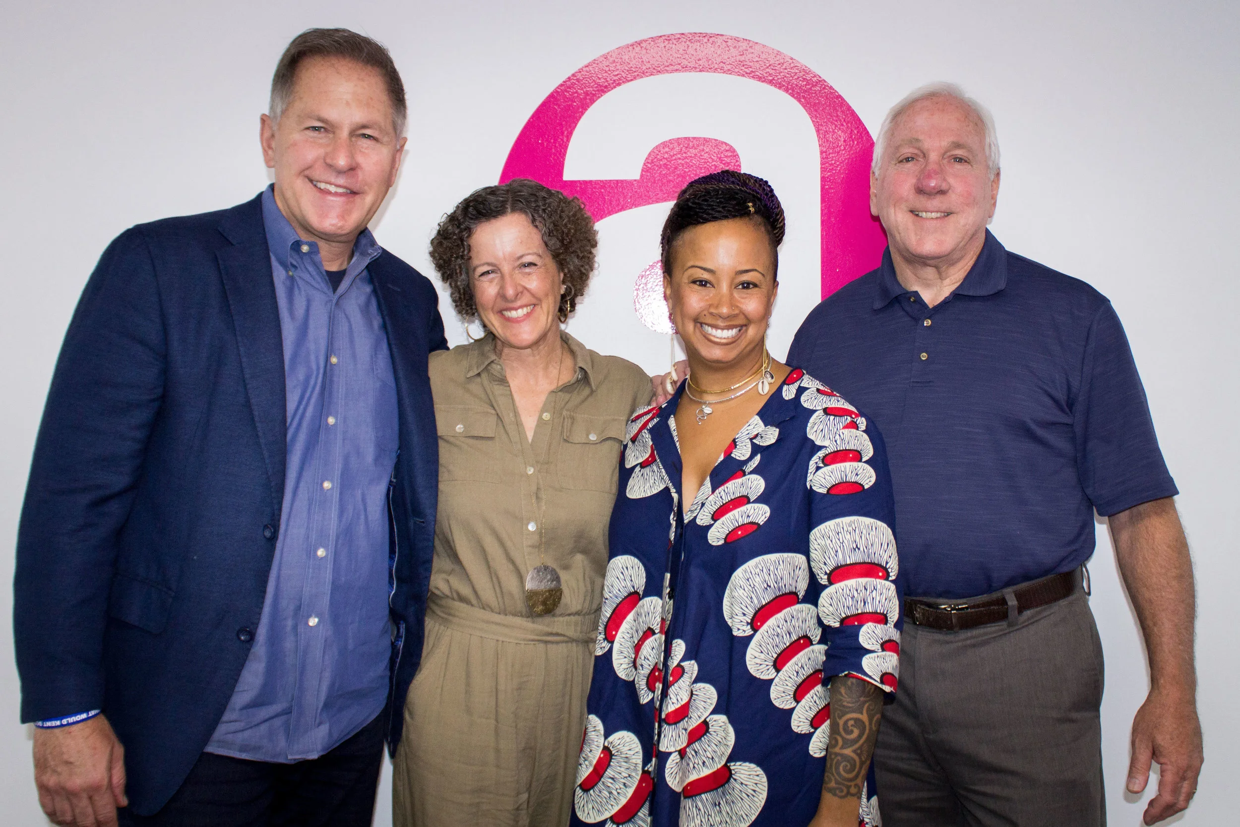 (from left) artworx LA Board Member Grant Kirkpatrick, artworx LA Founder & Executive Director Cynthia Campoy Brophy, incoming artworx LA Executive Director Shelby Williams-Gonzalez, and artworx LA Board Chair Joe Skeehan.