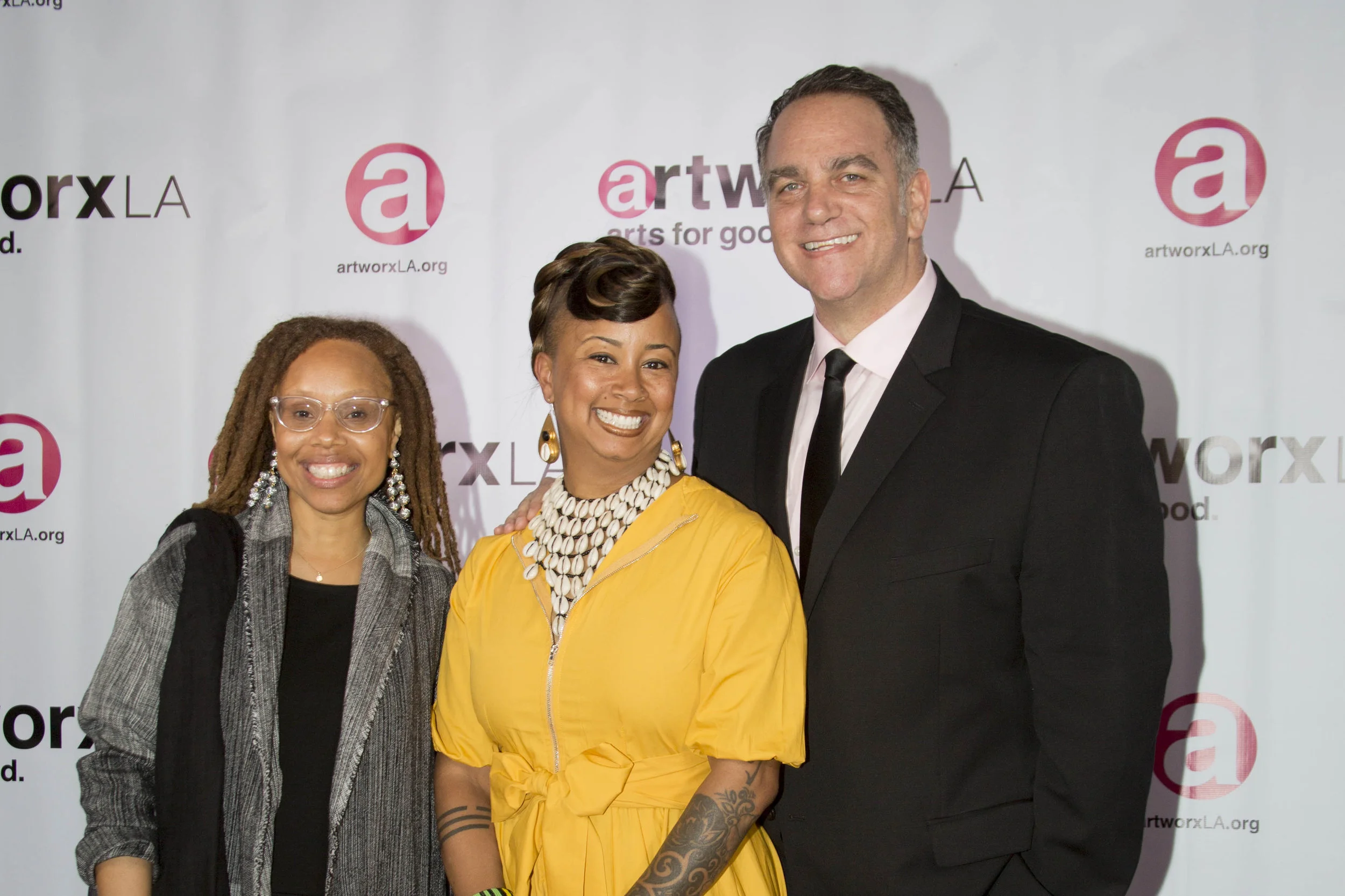 From left: Kristin Sakoda, Executive Director of the Los Angeles County Arts Commission, Shelby Williams-Gonzalez, artworx LA Executive Director, and Michael Sugar, Founder and CEO of Sugar23.