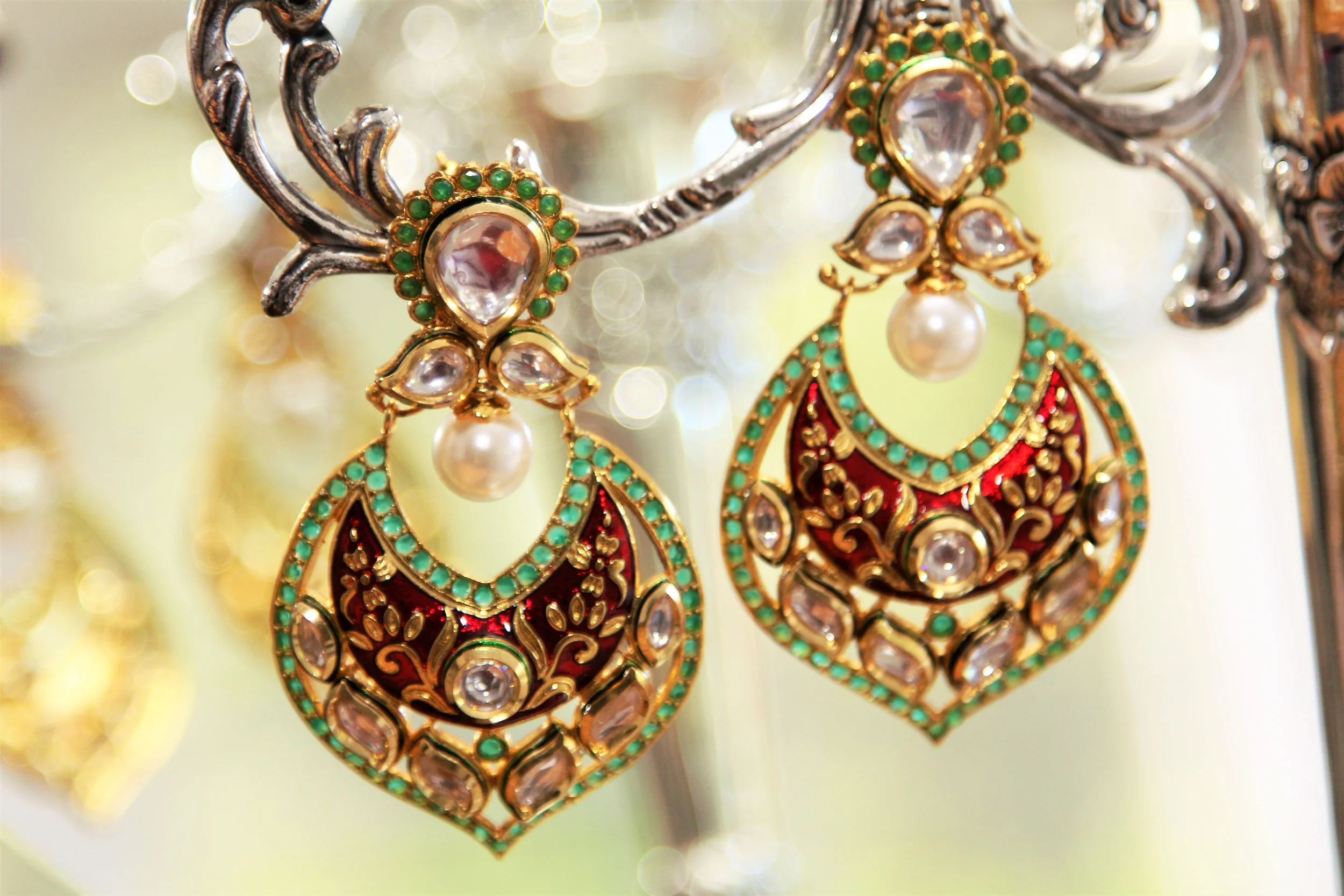 Red and Green 'Regal' Statement Earrings