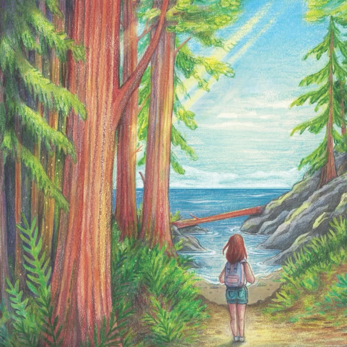 spiritually, I&rsquo;m here 🌳 (on Vancouver island looking at the ocean and absorbing the sun)
.
.
.
this is also my entry for the @uppercasemag &amp; @theydrawandgarden  The Great Outdoors contest ✨✨✨✨✨
.
.
.
.
#illustration #illustrator #forest #u