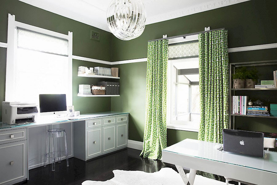 Featured in this study: Meander (Green) by Christopher Farr Cloth