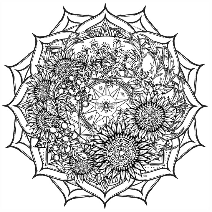 Sunflower Community Coloring Banner - 36" square