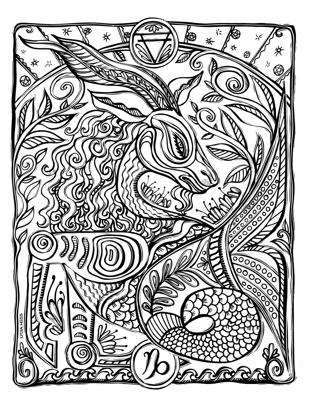 Sacred Heavens Zodiac Coloring Book Lydia Hess Illustration Design