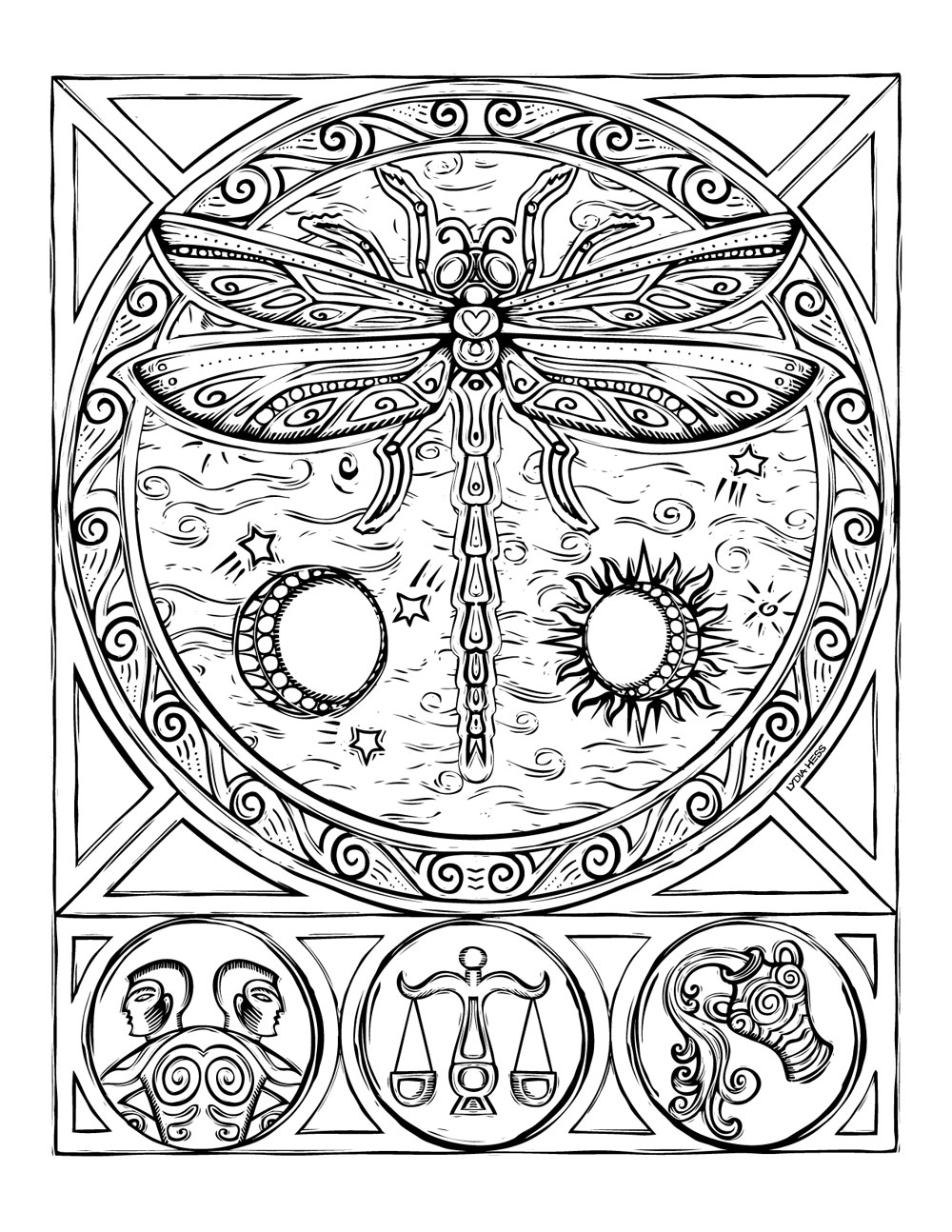Sacred Heavens Zodiac Coloring book — Lydia Hess Illustration & Design