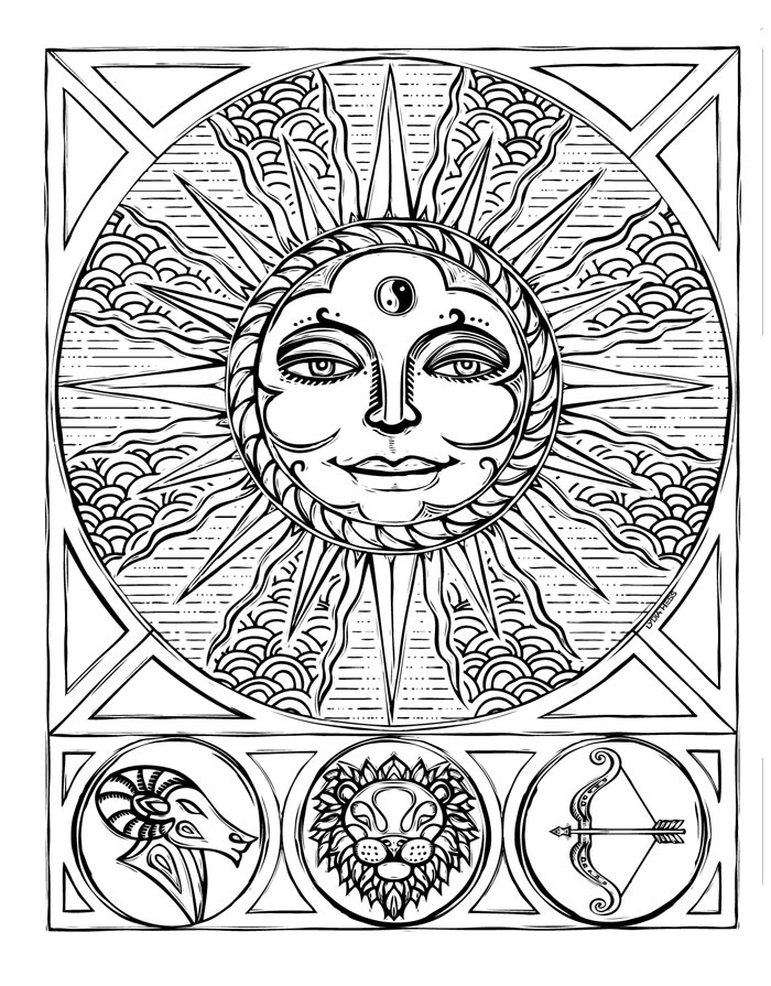 Sacred Heavens Zodiac Coloring Book Lydia Hess Illustration Design