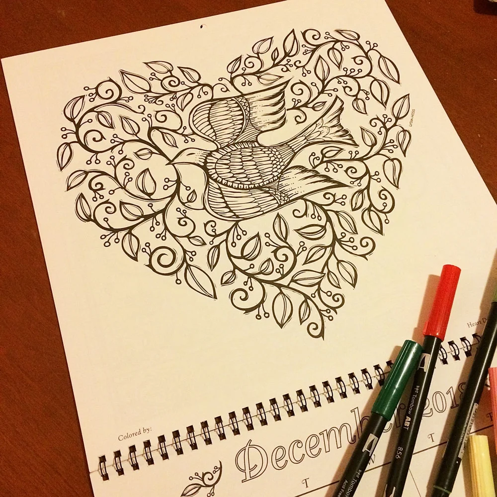 December from the 2018 Magical Garden Coloring Calendar.