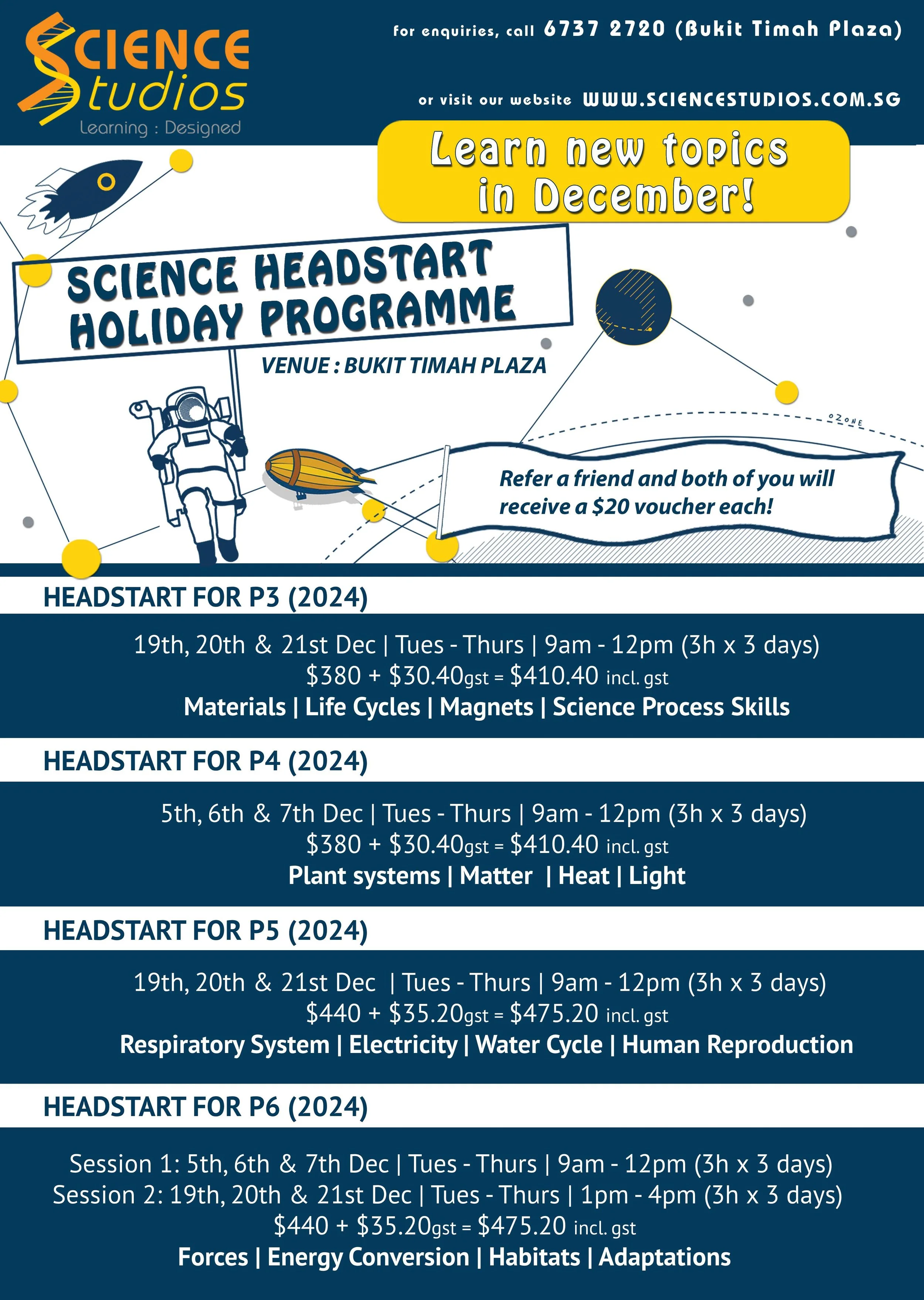 SCIENCE HOLIDAY PROGRAMMES — Science Studios Learning Centre - Primary ...