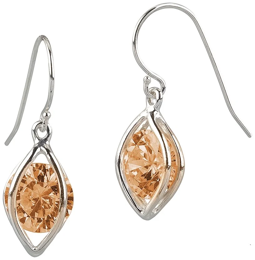 Light Cage French Wire Earring with Champagne CZ