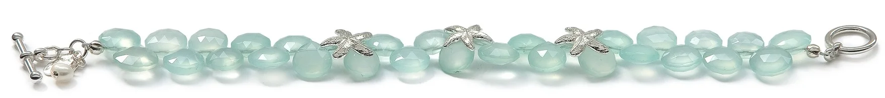Medium Starfish Bracelet with Aqua Chalcedony