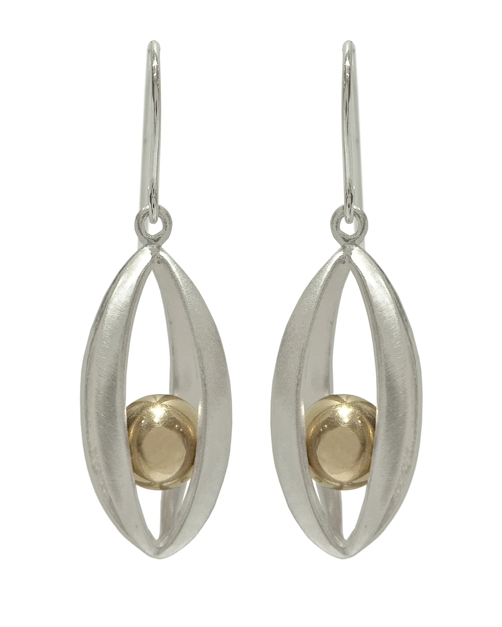 Sterling Silver Large Cage Earrings with trapped gold filled or sterling balls