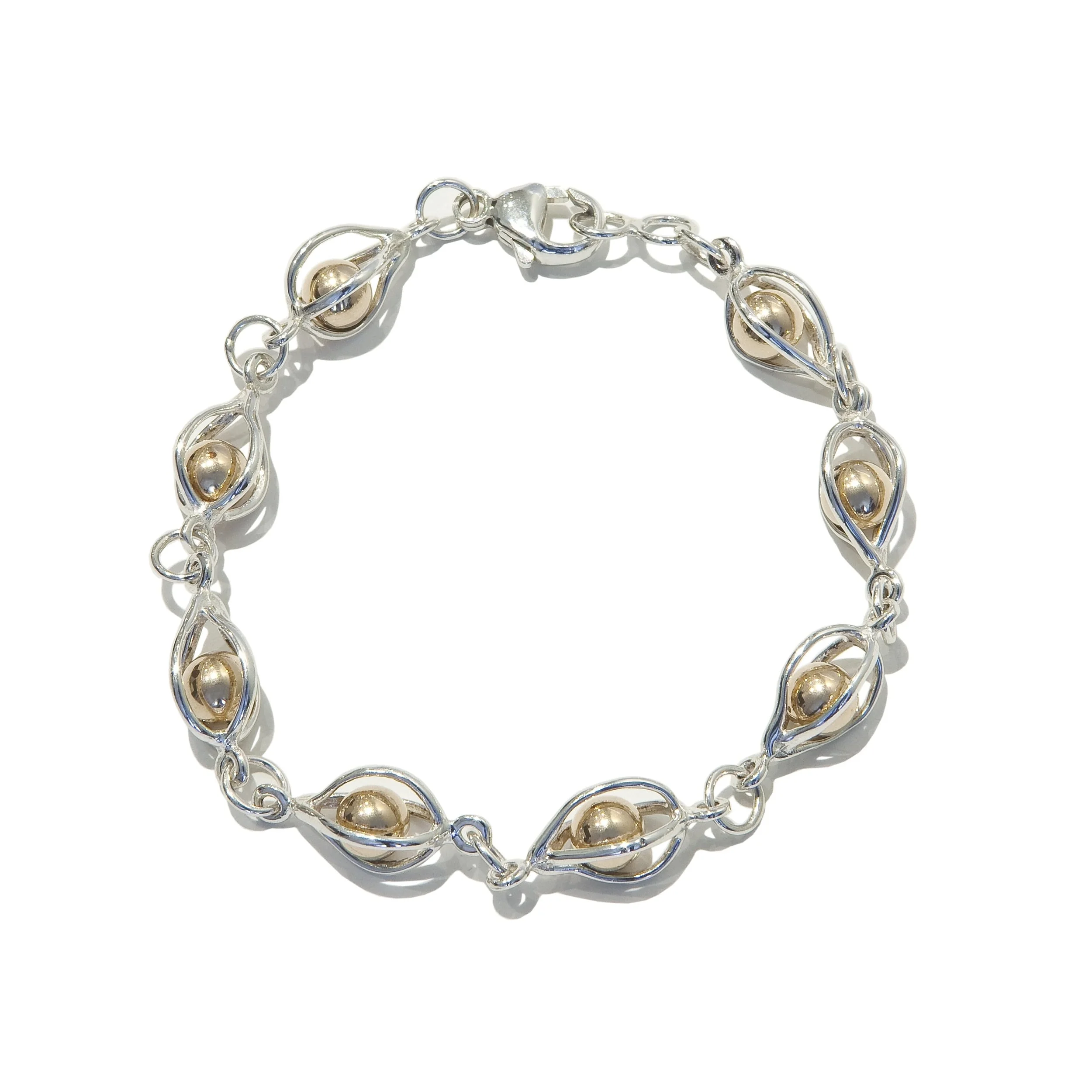 Round Cage Bracelet with Trapped Ball