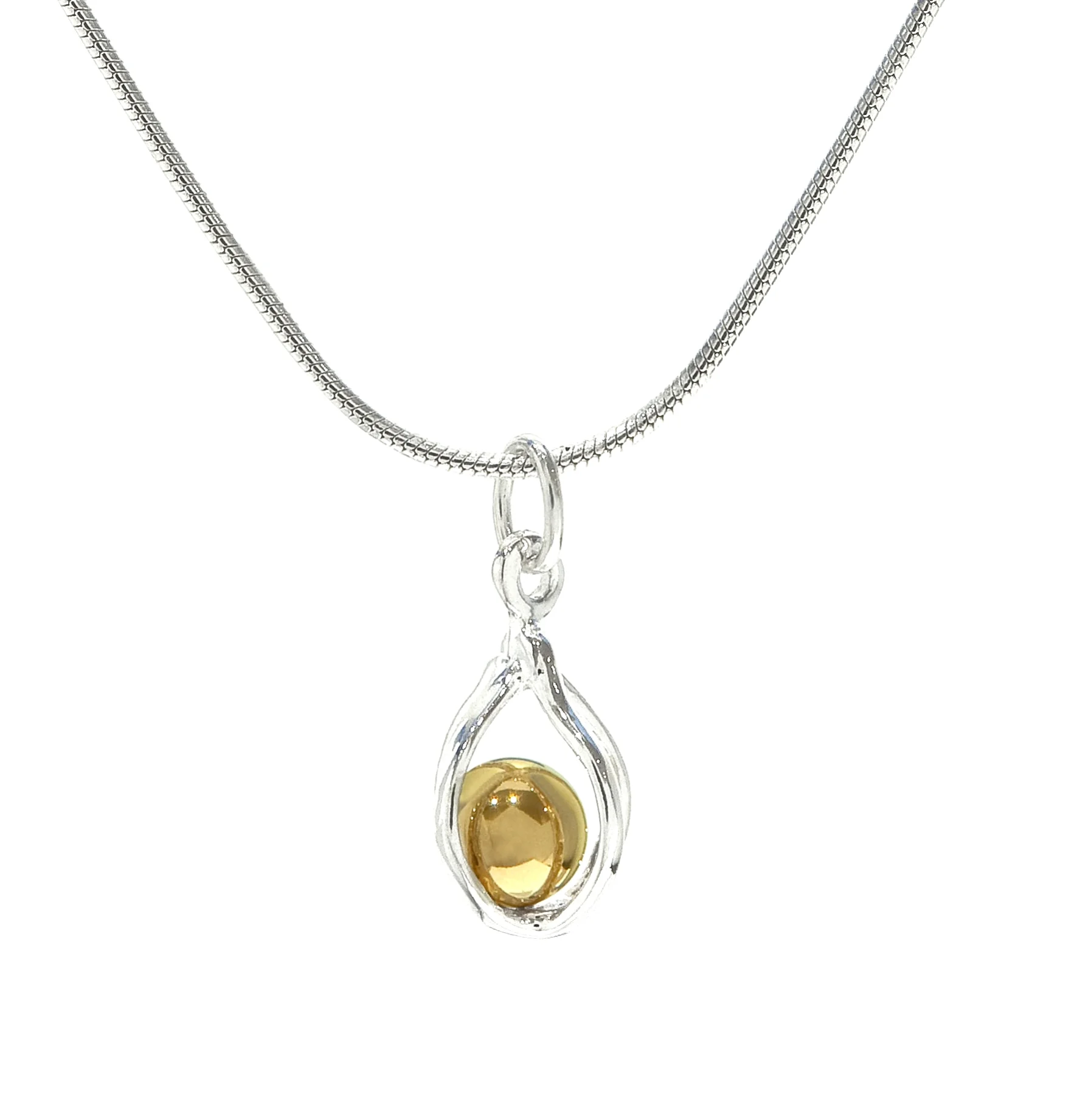 Round Cage Pendant with Trapped Gold Filled or Sterling Ball