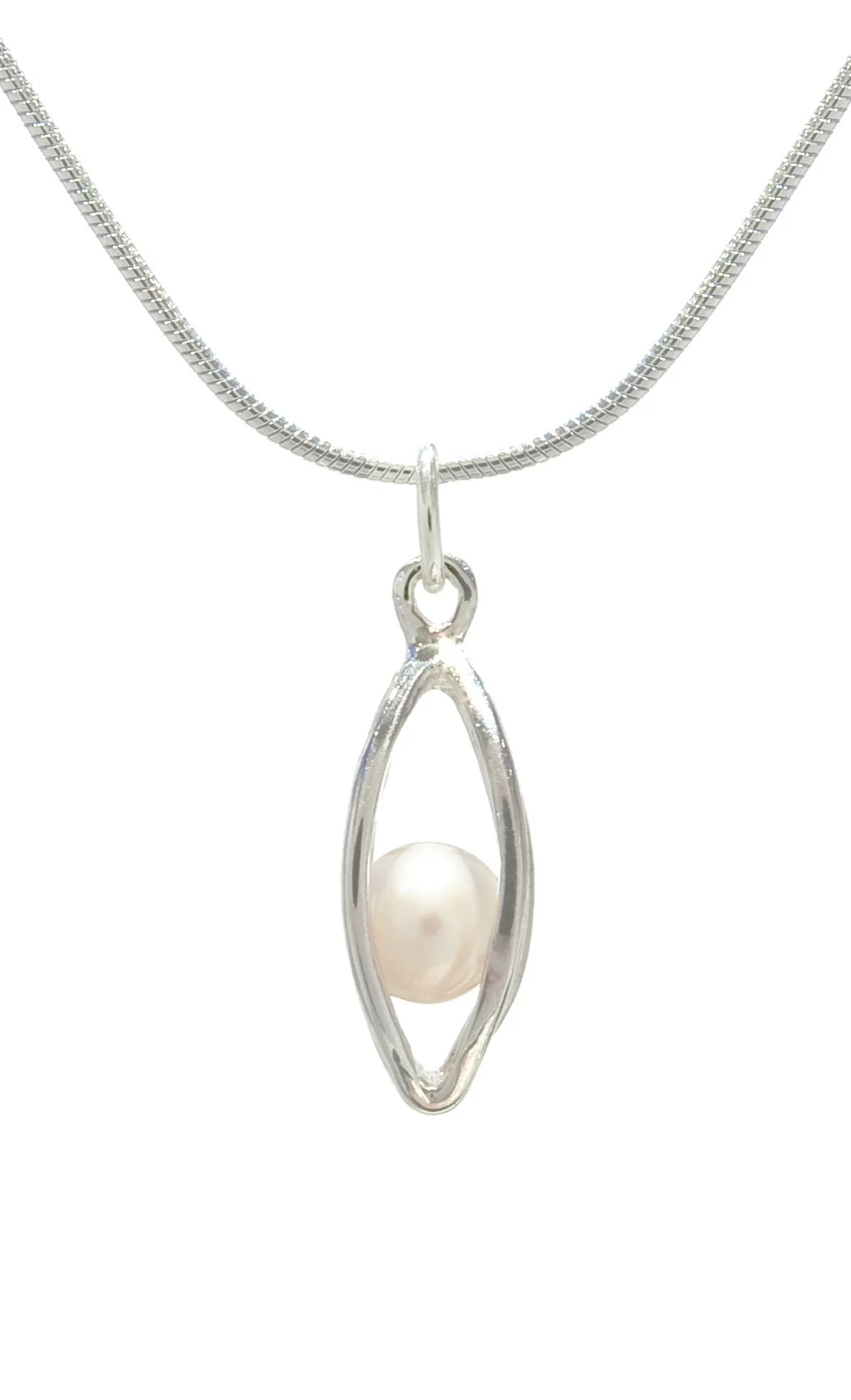 Light Cage Pendant with Trapped Freshwater Pearl, Gold Filled Ball or Sterling Silver Ball