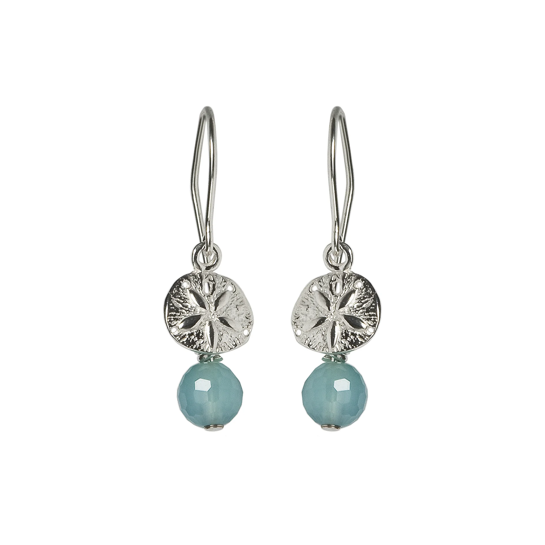 Small Sand Dollar French Wire Earrings with Stone