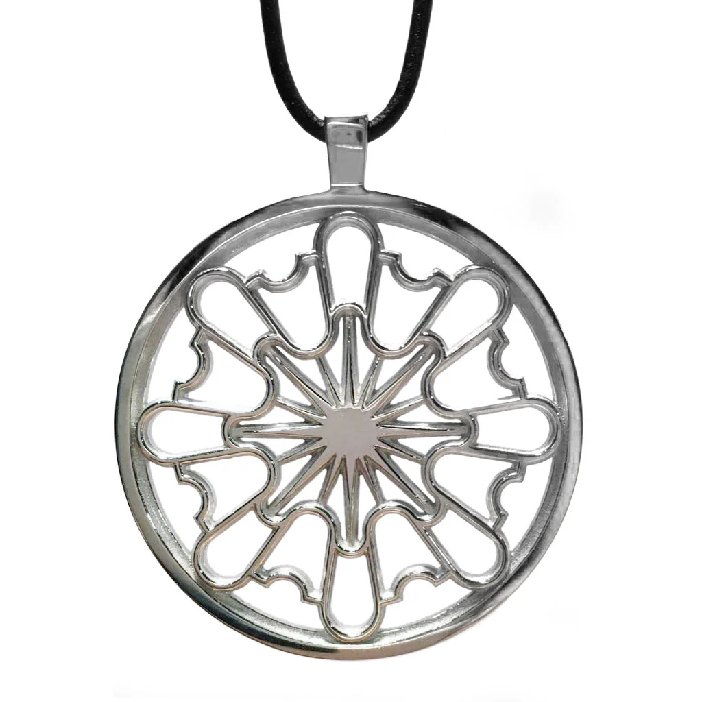 Castle Hill Sunburst Medallion on black leather cord