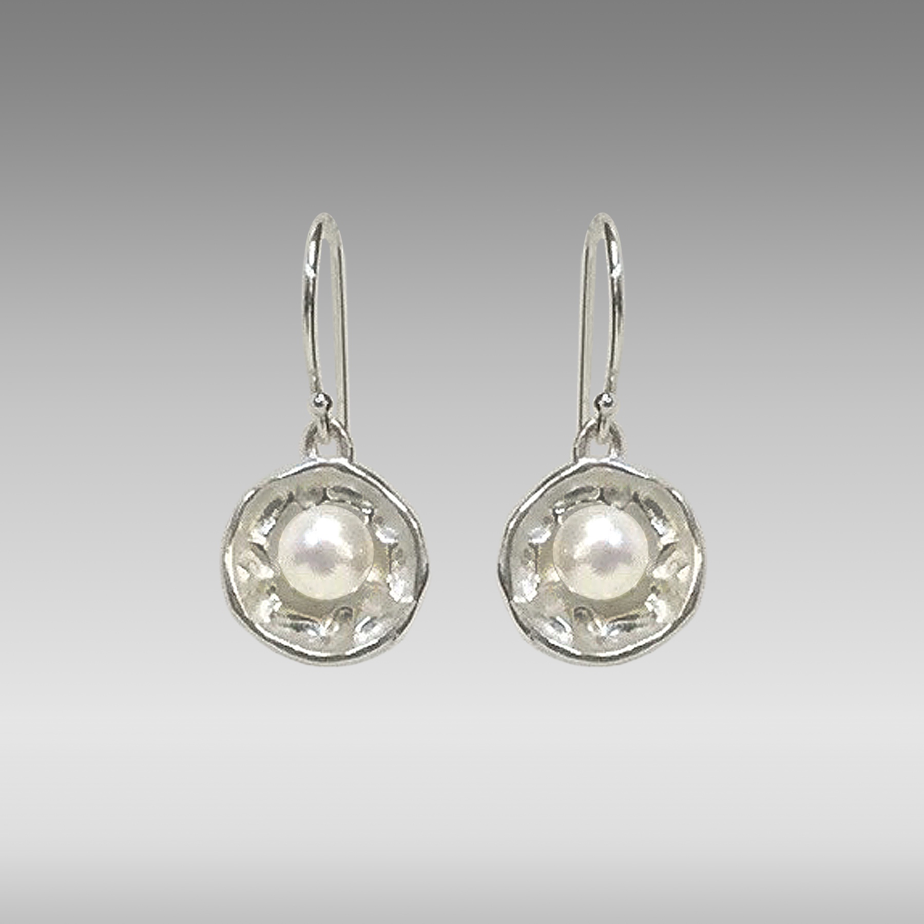 Tile Mosaic French Wire Earrings with Freshwater Pearl