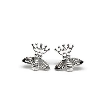 Sterling Silver Queen Bee Post Earrings