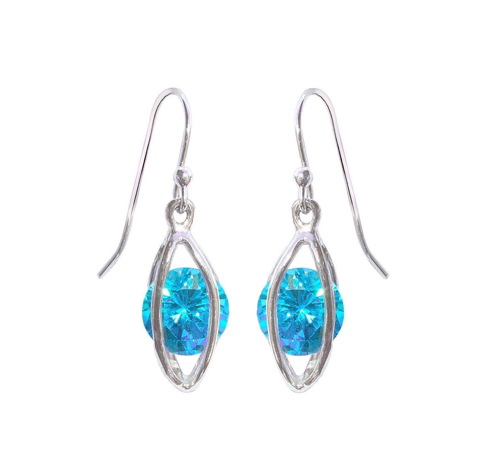 Light Cage French Wire Earring with Blue CZ