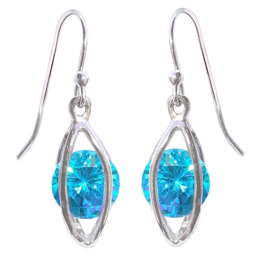 Lite Cage french wire earring with Blue Stone