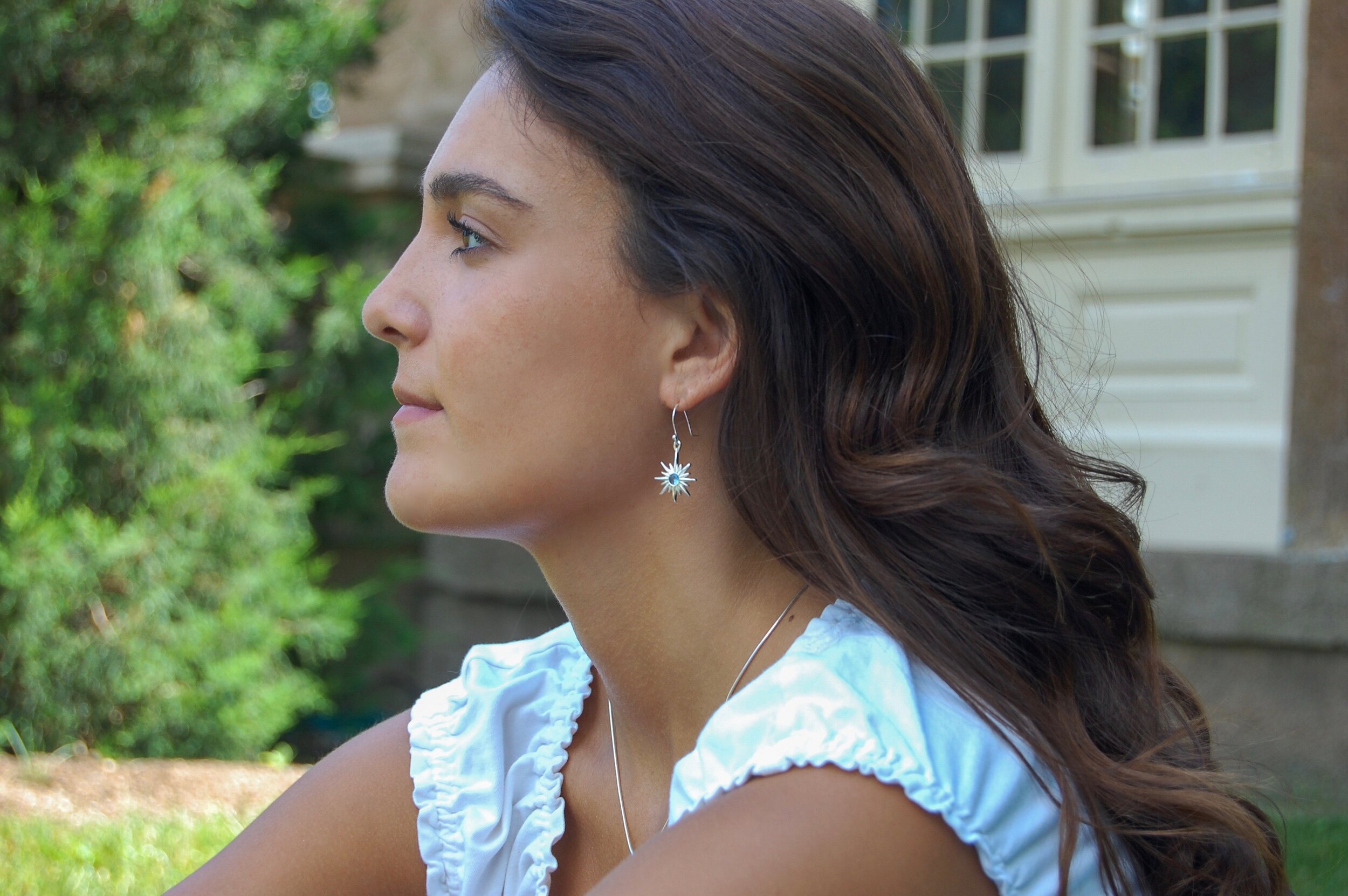 Becky modeling Castle Hill Star earring.jpeg