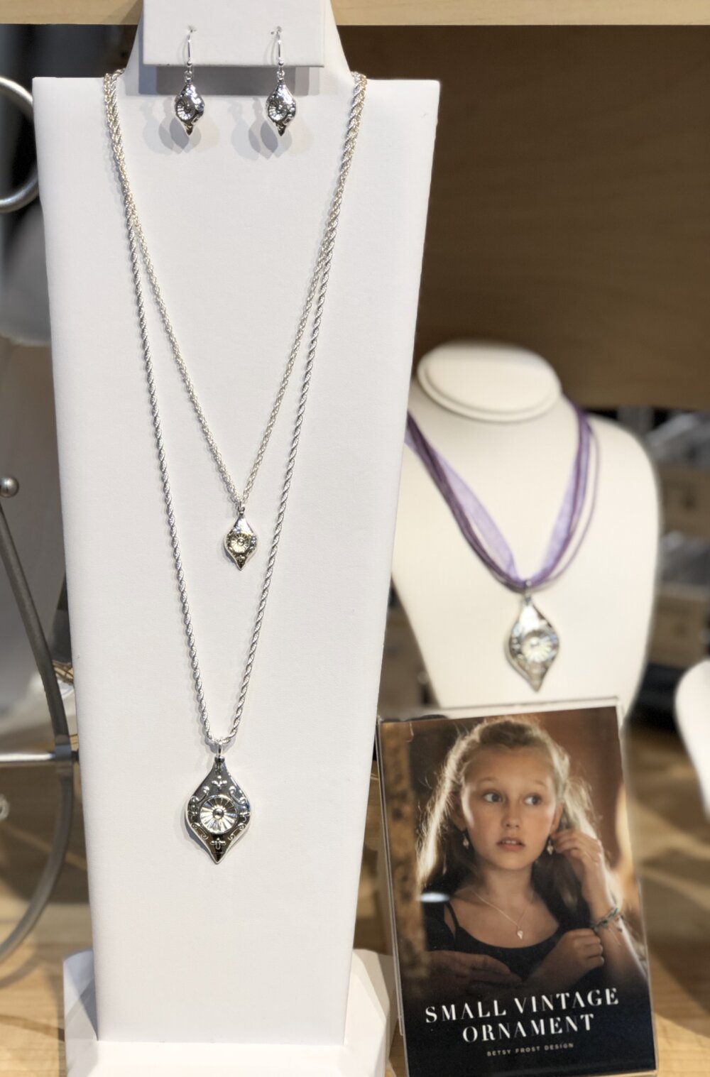 top pendant glass & ★Vintage brooch design silver ×