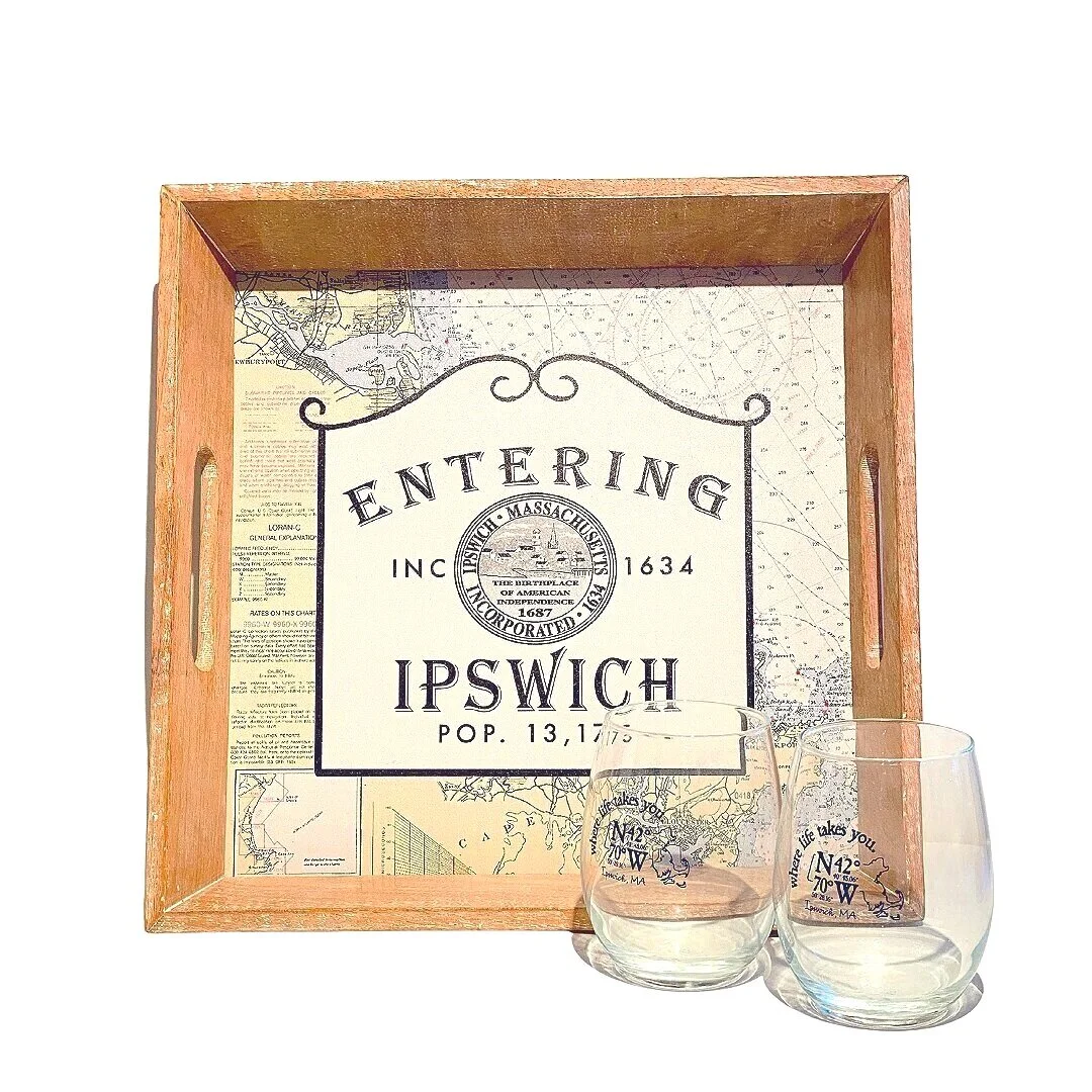 Entering Ipswich Sign Serving Tray