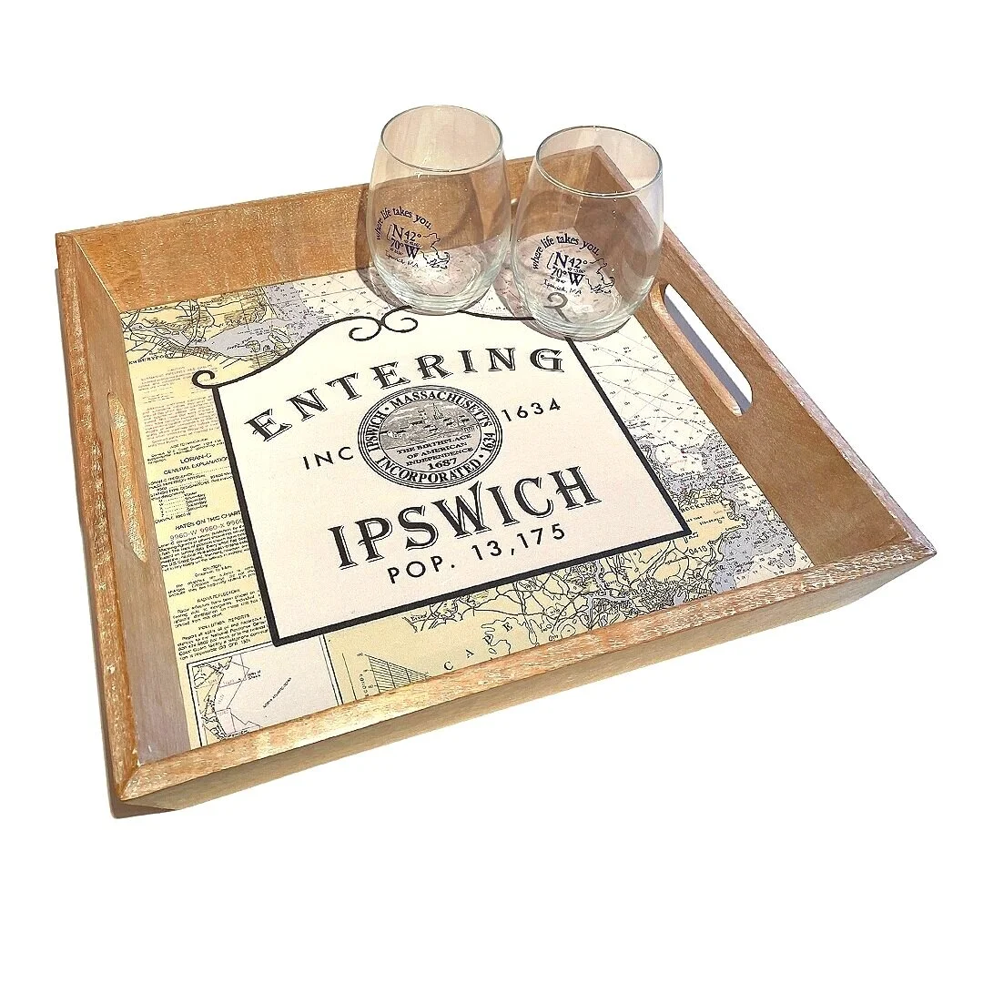 Entering Ipswich Sign Serving Tray