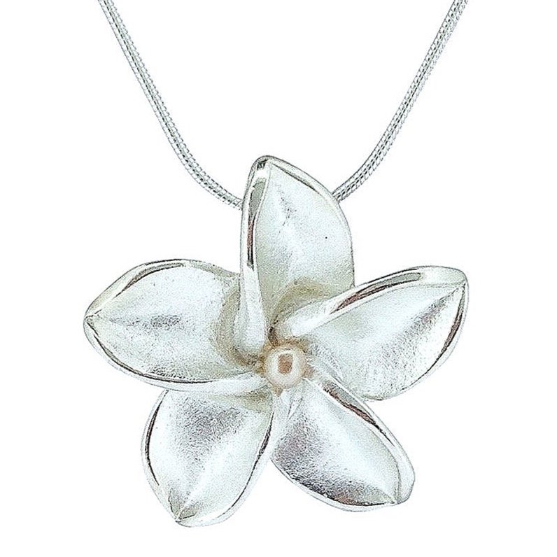 ルック正規取扱店 Flower Sparkly Plumeria Pendant White Simulated Opal .925 Sterli  レディースアクセサリー HUBSHOP
