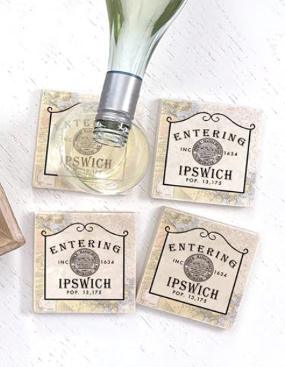 Betsy Frost Design "Entering Ipswich" Marble Coasters