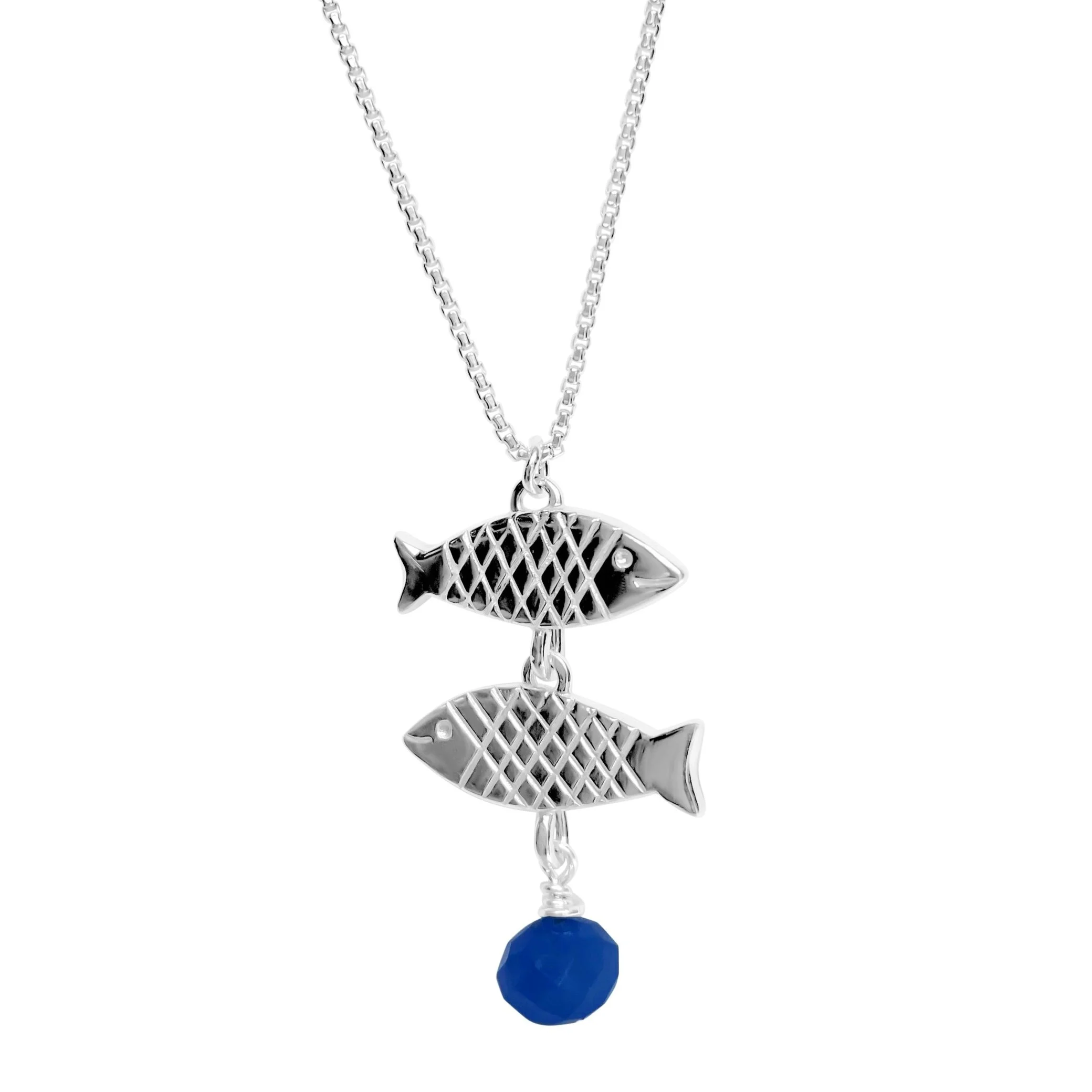 Double Swimming Fish Pendant with and without stone by Betsy Frost Design