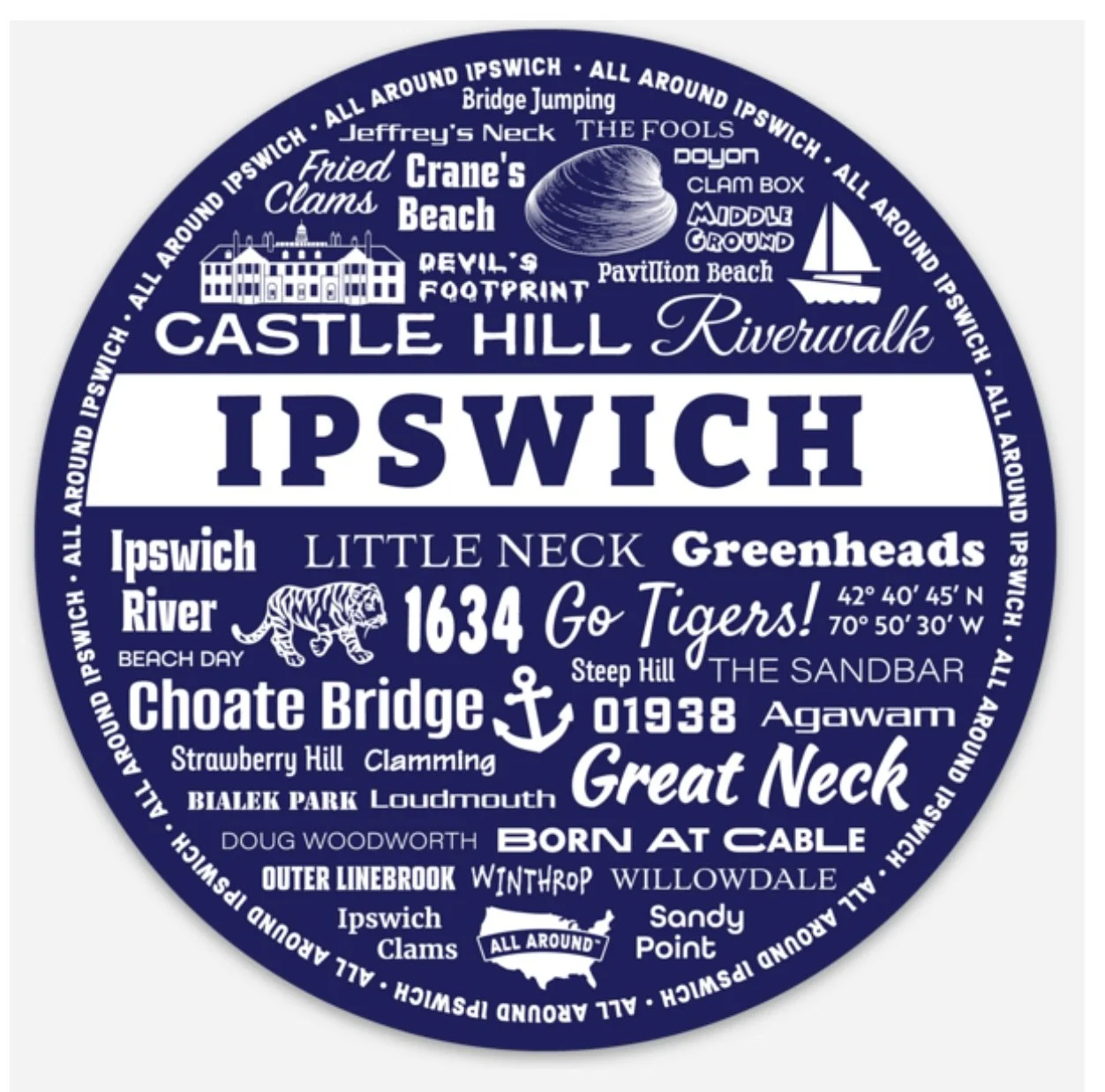 LAST DAY 15% OFF SALE on Ipswich Themed Gifts &amp; Merch. 

This &ldquo;All Around Ipswich&rdquo; Magnetic Sticker is perfect for the Ipswich Lover - this magnetic sticker mentions so many locally loved favorites and locations. Adheres to any magnet