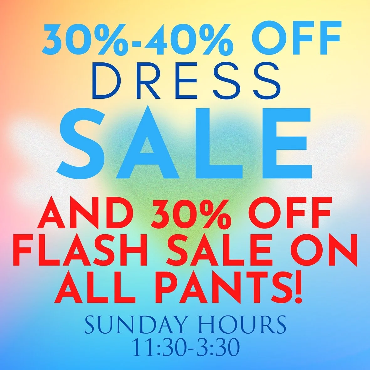 UPDATE: 🚨 FLASH SALE! 30% OFF on ALL Pants! We&rsquo;ve got Magic Pants, Linen Pants- Check them out! 🎉 And Our Dress SALE continues! 30%-40% off, ✨ some other items in the shop are also marked at 30% off. Open Sunday 11:30-3:30. Stop in. 😎