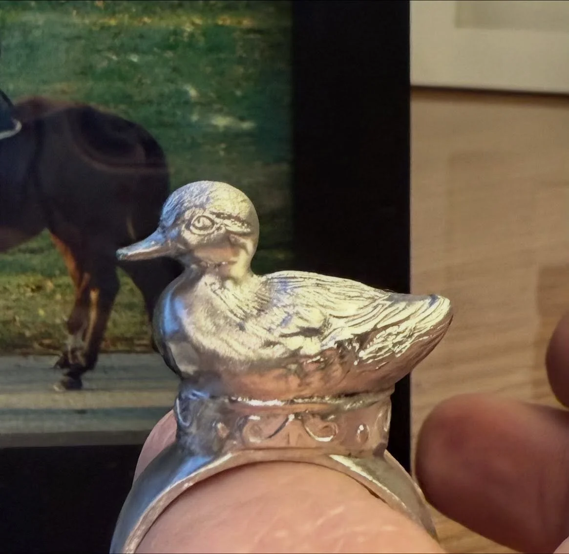 One of a kind ring for one of our favorite customers!  Made with @colbydavisofboston small duckling!