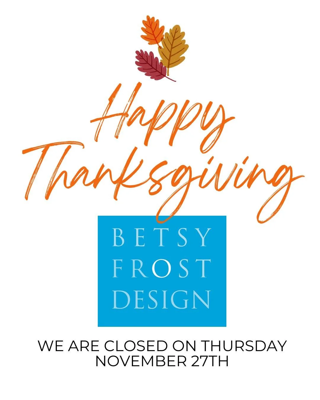 We just want to wish everyone a very Happy Thanksgiving! We will be closed on Thursday, but will see you back here on Friday at 10am for our 3 Day Holiday Sales coming up this weekend. Enjoy, everyone!