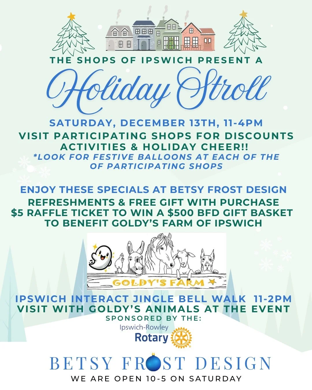 IF THERE IS A DAY TO SHOP &amp; VISIT IPSWICH, SATURDAY IS THE DAY! 🎄❄️🍸🛍️ENJOY The Downtown Ipswich Holiday Stroll! From 11am - 4pm. Look for the festive 🎈balloons at each participating shop. Enjoy discounts, activities and holiday cheer from ou