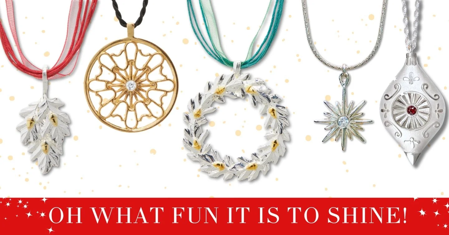 Need a festive pendant for the holidays? For all styles &amp; budgets. The perfect gift or bling 💎 for yourself! 🎄🌟 In the shop or on betsyfrostdesign.com. Purchase today to ship in time for Christmas!🎅🏻🎄