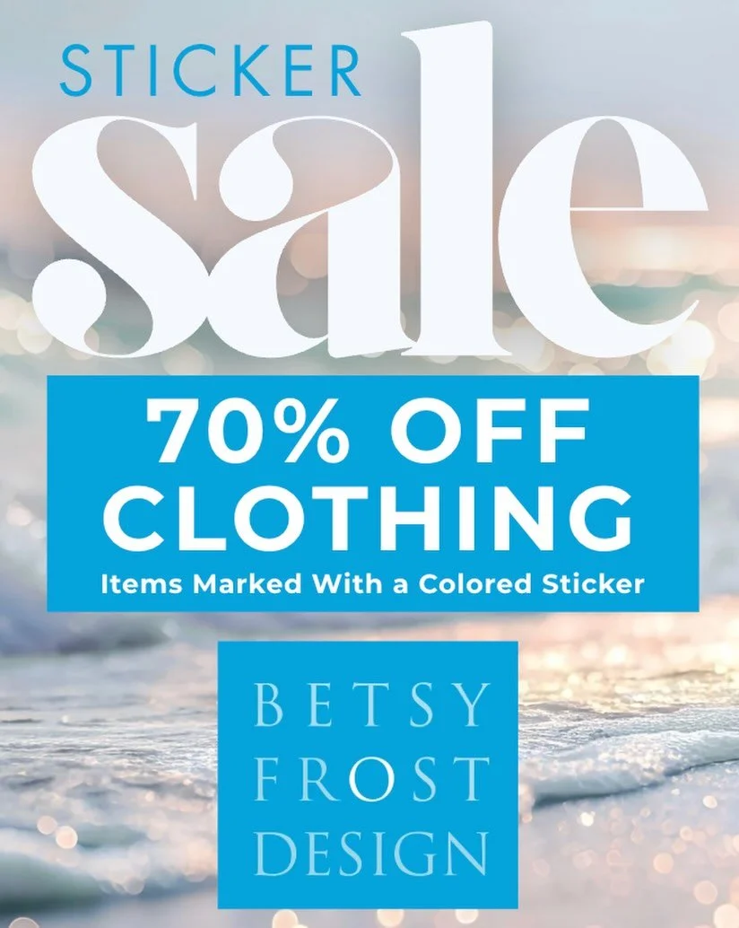 Happening Now! 🚨 STICKER SALE 🔴🟡🟢🔵at the shop! Any clothing with a colored sticker is now 70% OFF! Come and get the bargains!