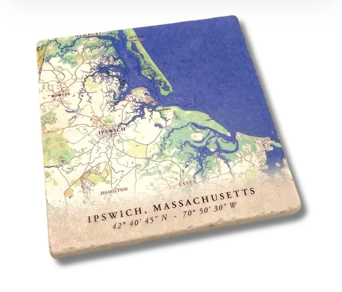 New Ipswich Maps and Crane Beach Sticker Coasters are in the shop and on betsyfrostdesign.com. Choose your favorites for hostess gifts or Ipswich lovers! 🩵