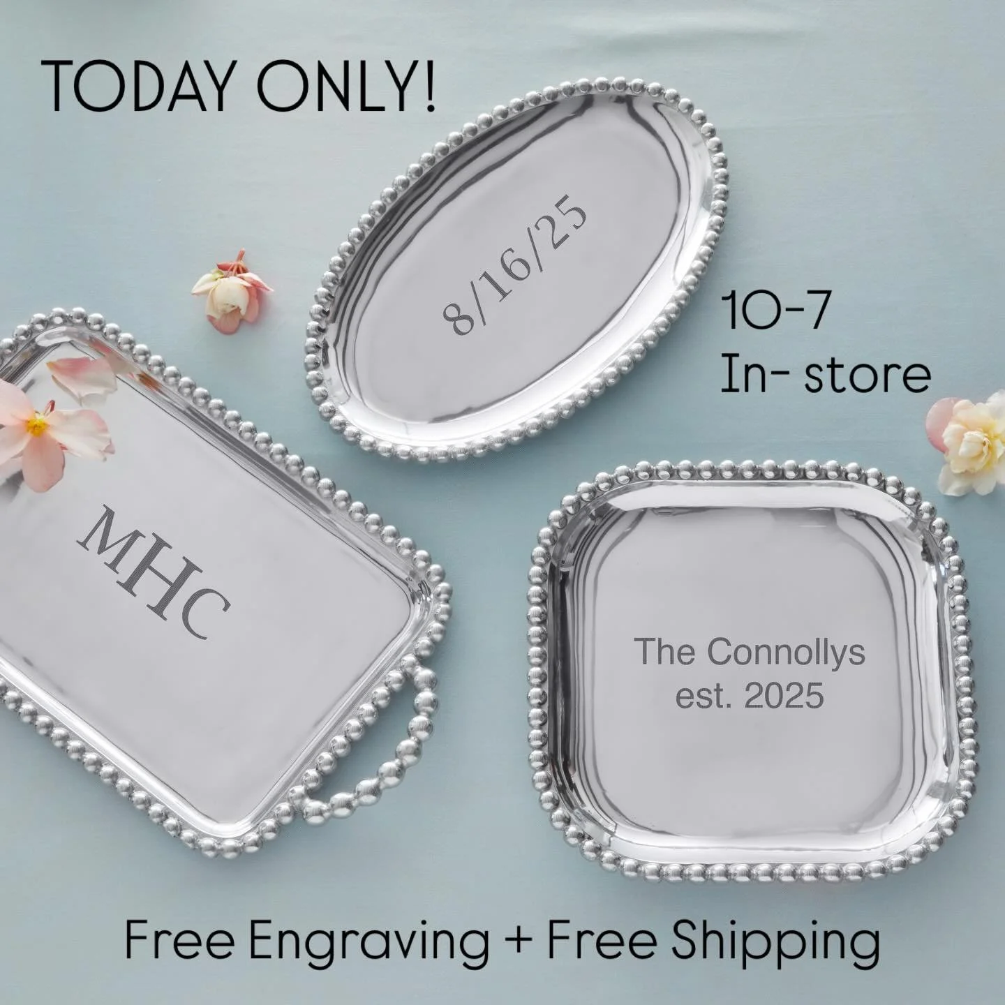 TODAY IS THE DAY! Our @mariposagift In-Store Engraving Event! 🩵FREE ENGRAVING &amp; FREE SHIPPING!🩵 SHOP HOURS: 10-7 Shop our selection of photo frames, trays, and more for thoughtful gift ideas made extra special with custom engraving.
Join us for