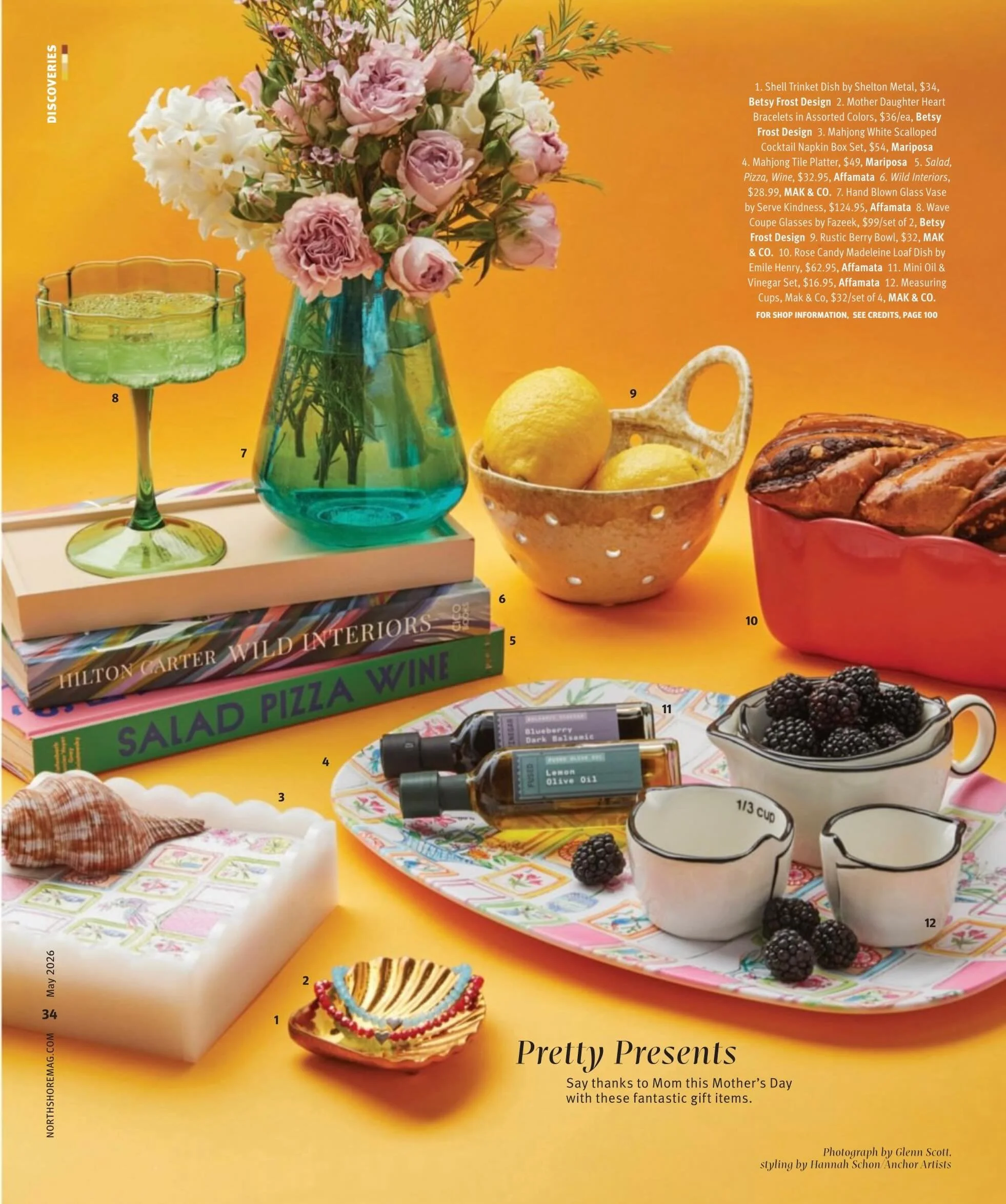 Say thanks to Mom with some great gift ideas! Shell Trinket Dish by @sheltonmetal,  BFD Mother Daughter Heart &hearts;️ Bracelets or these Wave Coupe Glasses from @fazeek_home 🥂 
Thank you to @northshoremag for the feature!