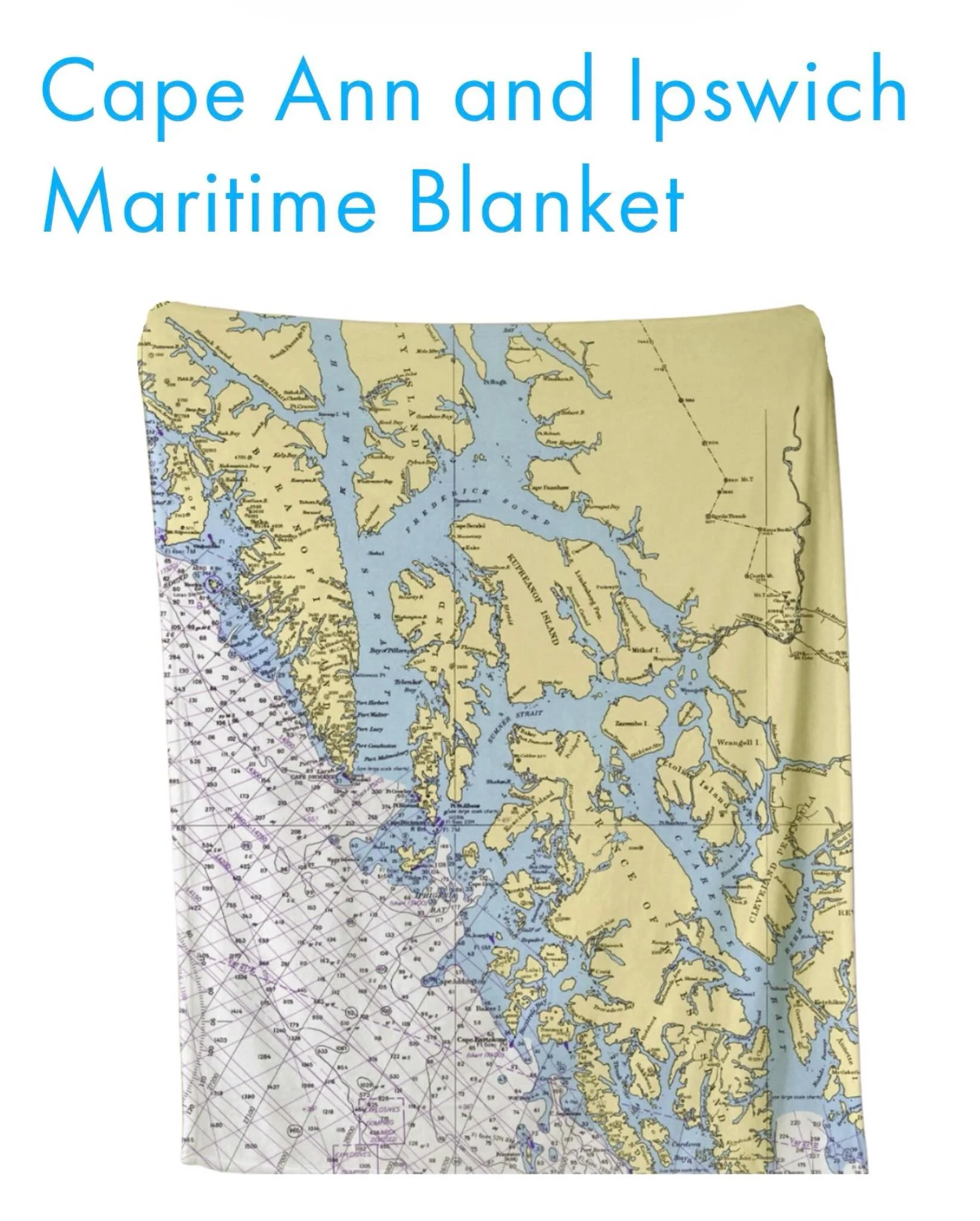 For the beach 🏖️ or cottage! Plush mink fleece blanket with Cape Ann &amp; Ipswich Nautical Map Design. Keeping you cozy. 4&rsquo;x5&rsquo;. In the shop or on betsyfrostdesign.com under: &ldquo;Ipswich Themed Gifts&rdquo; 🌊 ☀️ 
.
#ipswichgifts #bea