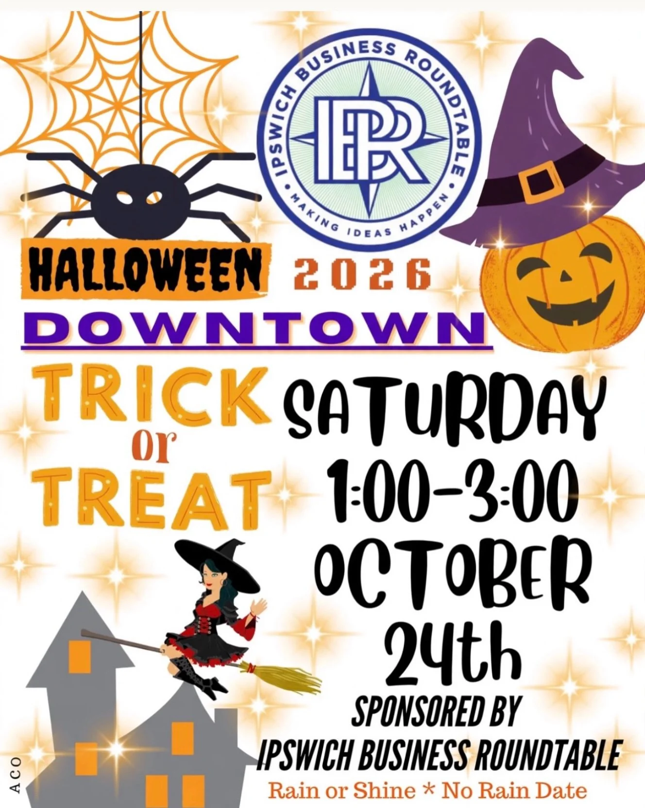 👻🎃 Trick or Treat in Downtown Ipswich
🗓 Saturday, October 24th 
⏰ 1-3:00pm
📍 Downtown Ipswich
Local businesses will be joining in! Hope to see the littles with festive costumes! 🧙
