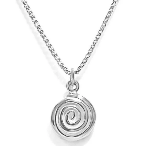 Silver Plated Spiral Pendant on Silver Plated Chain