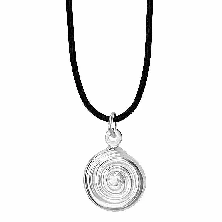 Silver Plated Spiral Pendant on 16" Black Cord with Extender