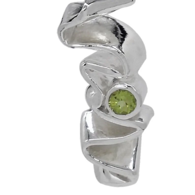 Sterling Silver Ribbon Pendant with Genuine Peridot