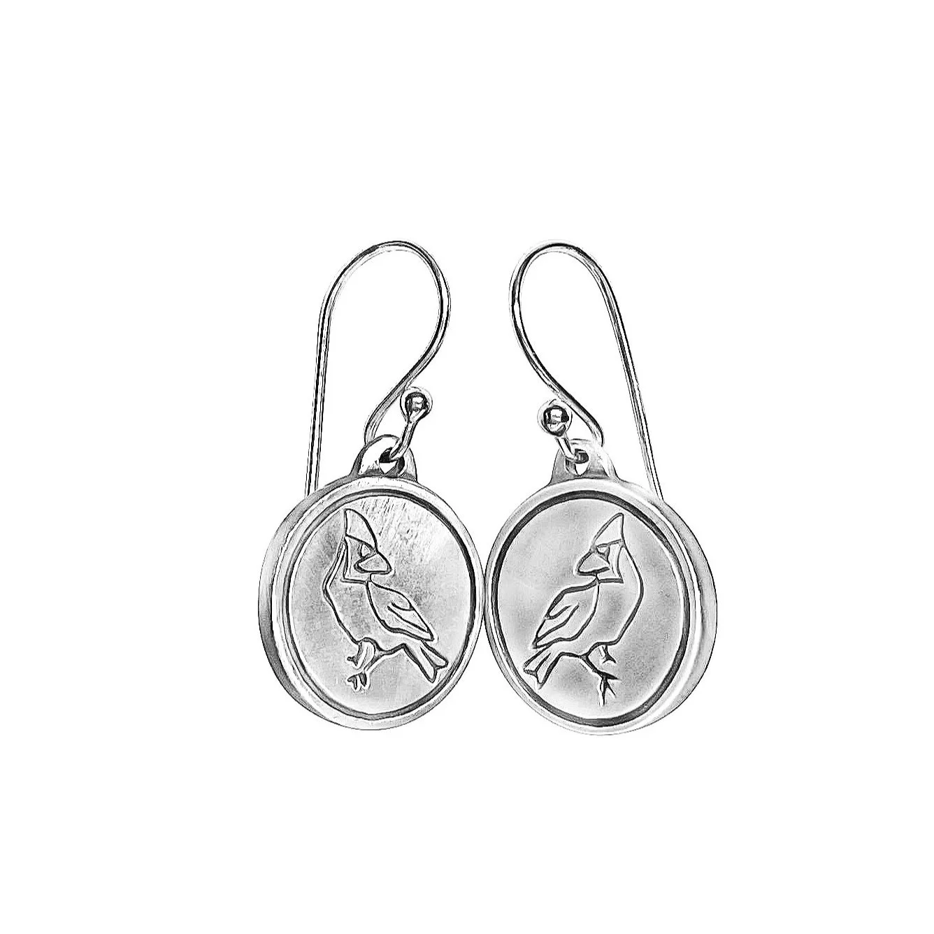 Sterling Silver Cardinal French wire earrings
