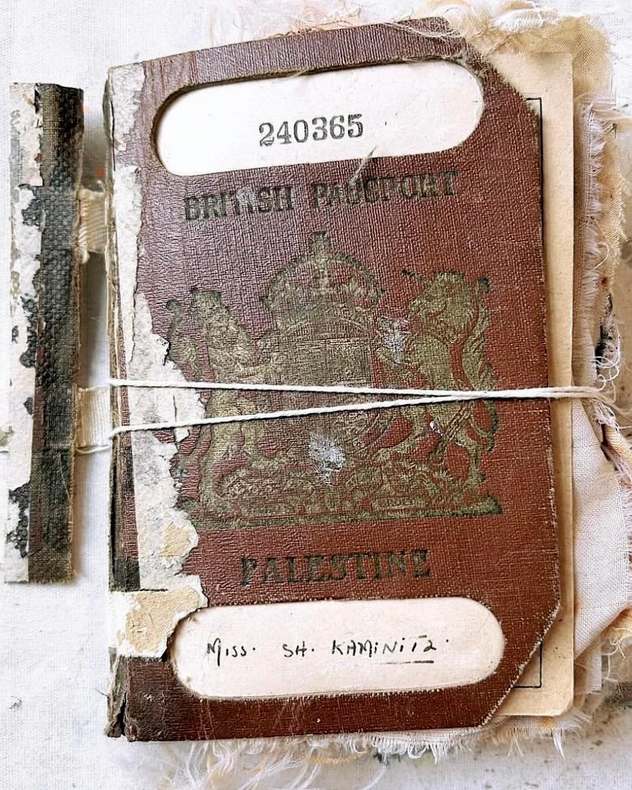 The first two images are of one old passport (before 1948). I turned it into a visual journal/altar a good few years ago. 

I looked for it so hard and finally found it raw and magnificent, waiting for my visitation, touch, devotion, and care.

So ma