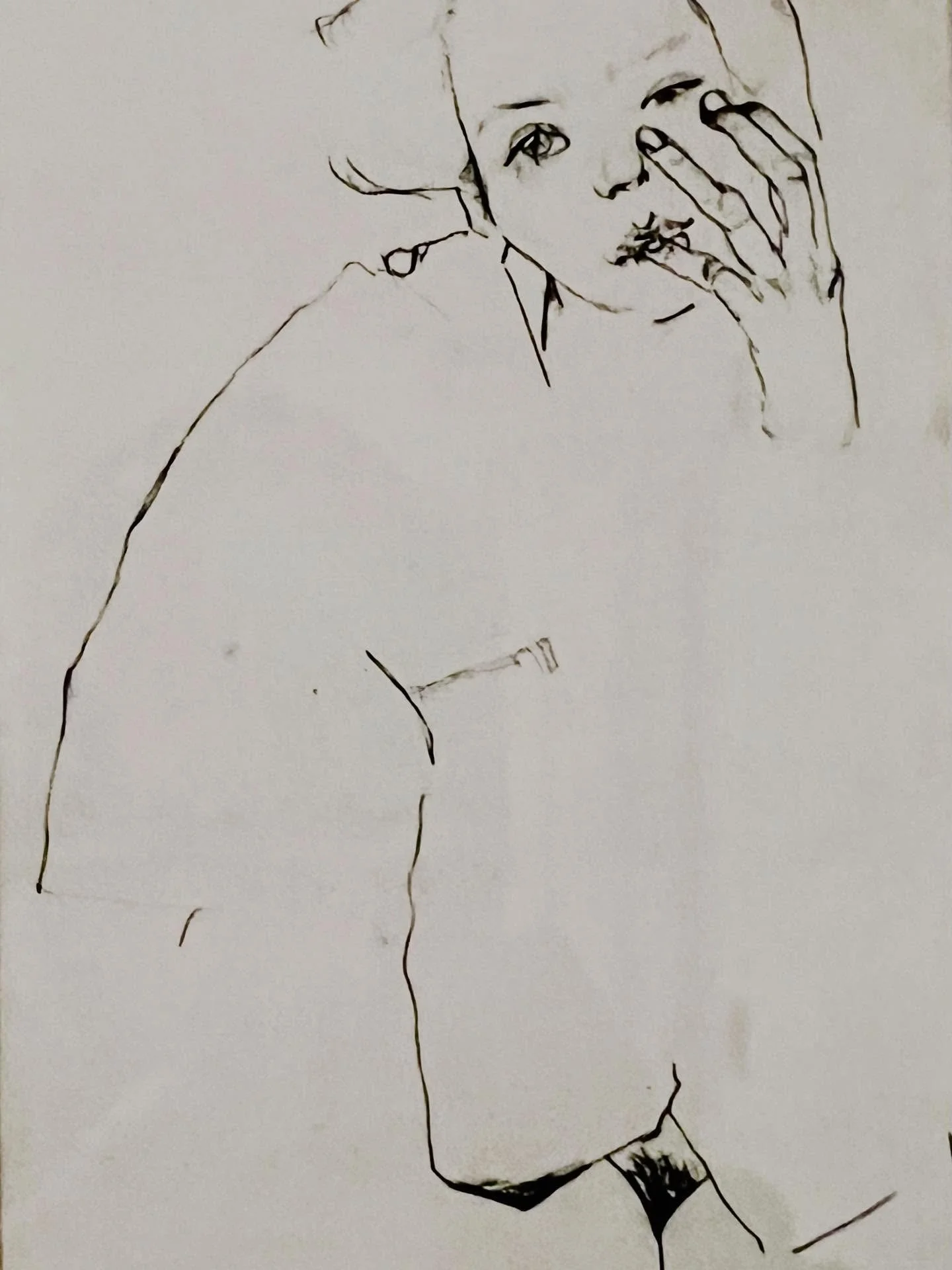 Drawing by Egon Schiele and a photo of sweet Shinji. 

Preparing for wintering, &lsquo;olding&rsquo;&hellip;
Inviting in the pending and inevitable hibernation. The big rest.
Familiar comforts of veiling, of cold, and of smoldering too.