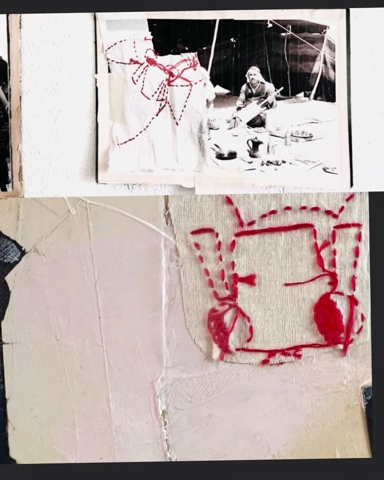 -The partial wall, part 3 of 3 

Standing behind the red embroidered veil. My cousin too, the one raised by mother. I was so young and understood nothing, specifically about why I was taken to that tent by my father. Now I understand something. He wa