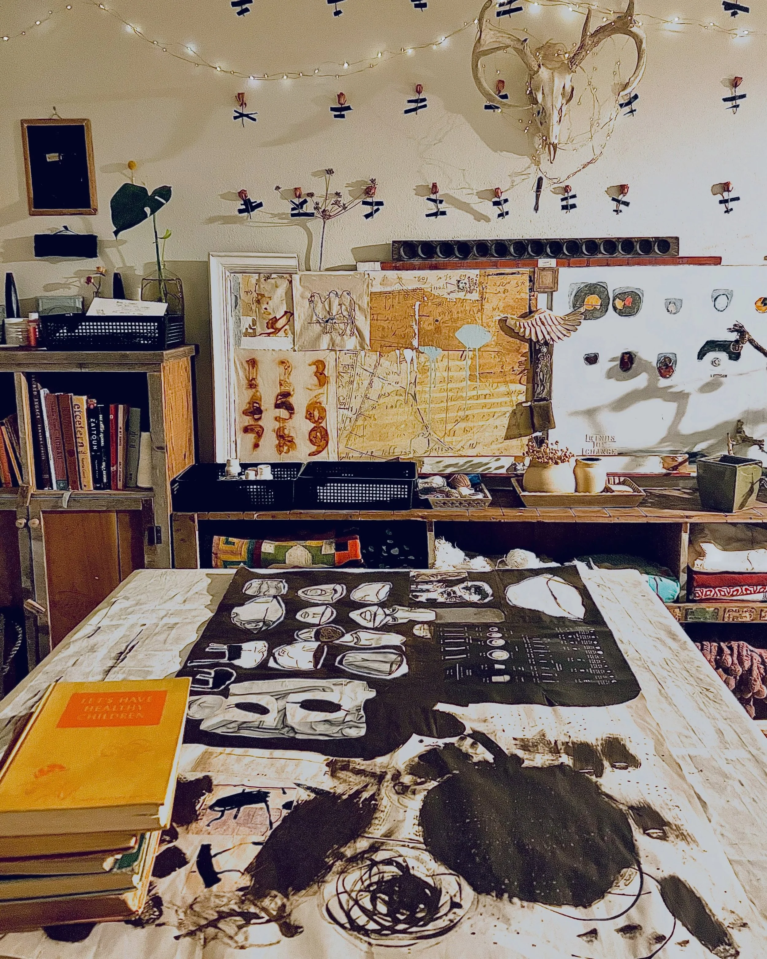 Yesterday, inspired by each other, by old drawings, by space, and by Maira Kalman, @women_holding_things we collaged, we painted, and we wrote poems, aka, prose, aka clusters of words that made us tear up, and smile so big, for the newness and whim w
